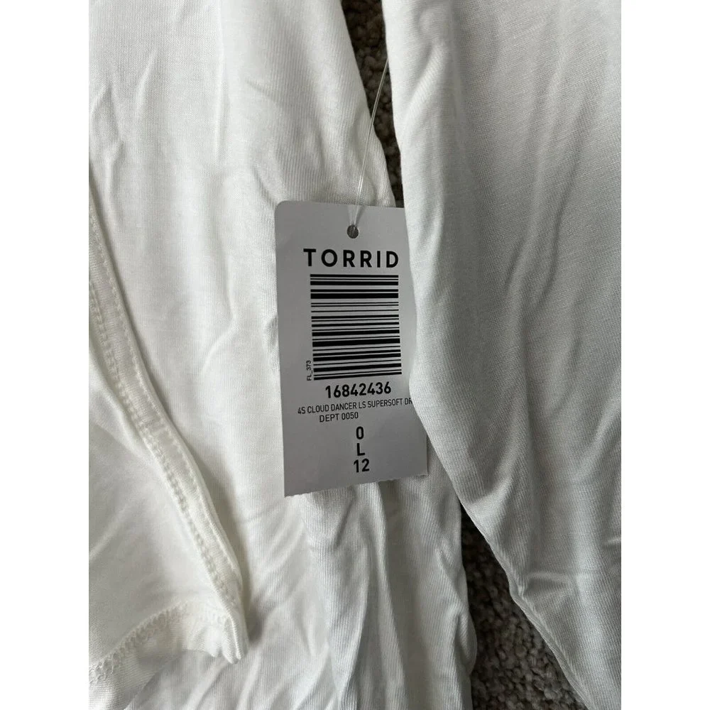 Torrid Super Soft Cloud Dancer Cascade Open Drape Front Cardigan Sweater Sz Lrg - Picture 3 of 6